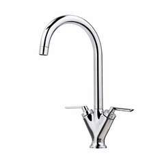 FIVET Chrome Kitchen Mixer Tap – Dual Lever Sink Faucet with Swivel Spout