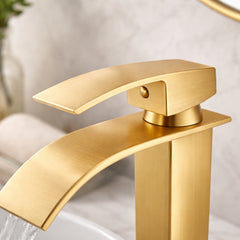 FIVET Tall Basin Mixer Tap Brass – Waterfall Single Lever Bathroom Sink Faucet