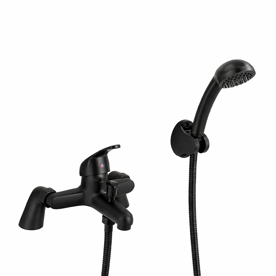 FIVET Deck Mounted Bath Mixer Tap – Matte Black Bath Filler with Handheld Shower Spray