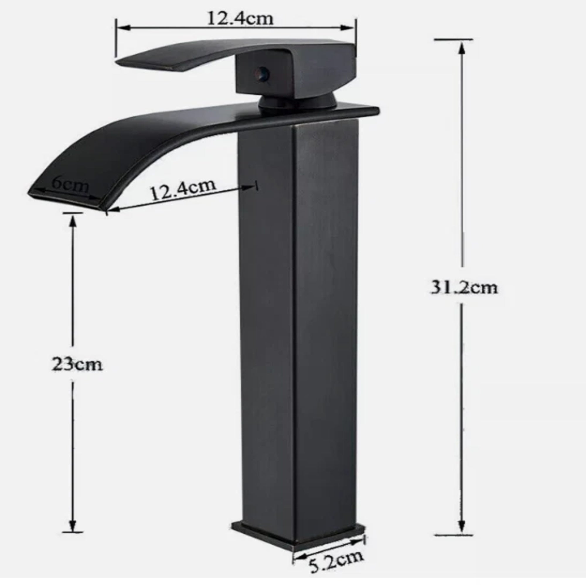 FIVET Tall Basin Mixer Tap Black – Waterfall Single Lever Bathroom Sink Faucet