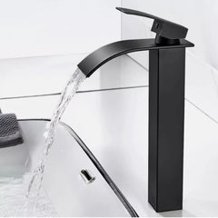 FIVET Tall Basin Mixer Tap Black – Waterfall Single Lever Bathroom Sink Faucet